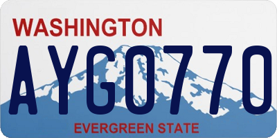 WA license plate AYG0770