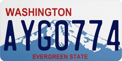 WA license plate AYG0774