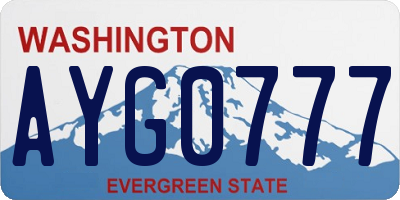 WA license plate AYG0777
