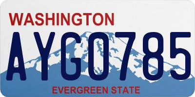 WA license plate AYG0785