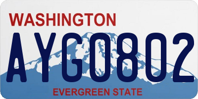 WA license plate AYG0802