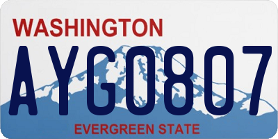 WA license plate AYG0807
