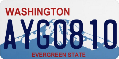 WA license plate AYG0810