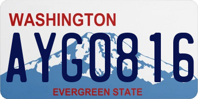 WA license plate AYG0816