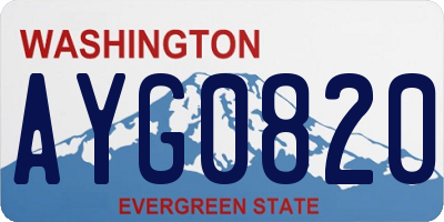 WA license plate AYG0820