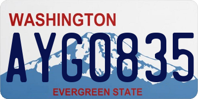 WA license plate AYG0835