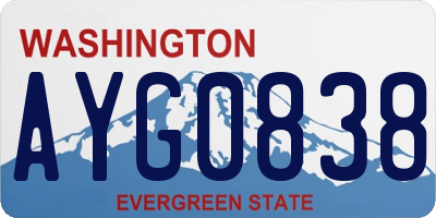 WA license plate AYG0838