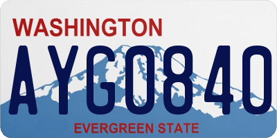 WA license plate AYG0840