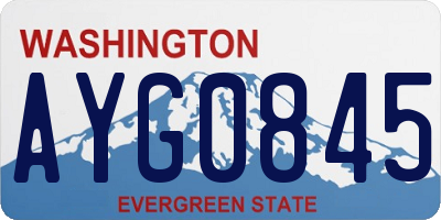 WA license plate AYG0845