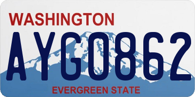 WA license plate AYG0862