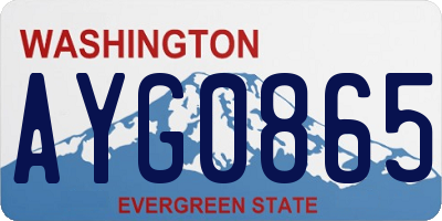 WA license plate AYG0865
