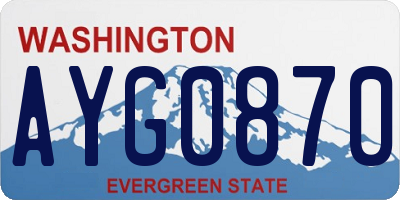 WA license plate AYG0870