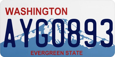 WA license plate AYG0893