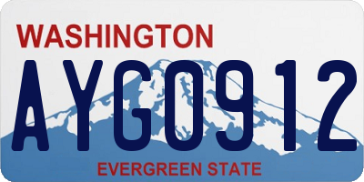 WA license plate AYG0912
