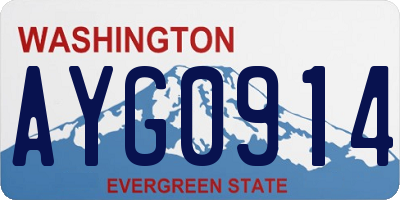 WA license plate AYG0914