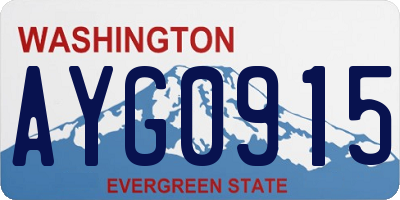 WA license plate AYG0915