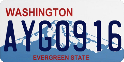WA license plate AYG0916