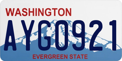WA license plate AYG0921