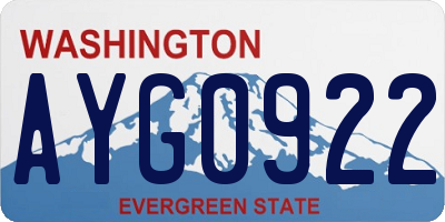 WA license plate AYG0922