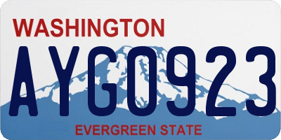 WA license plate AYG0923