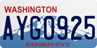 WA license plate AYG0925