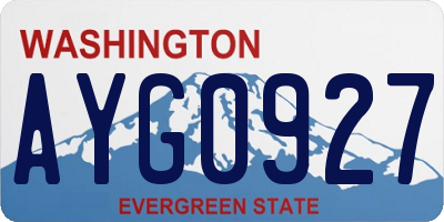 WA license plate AYG0927