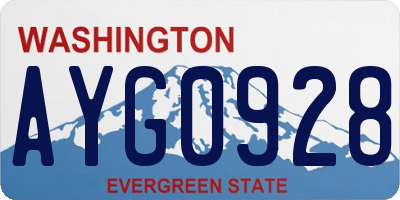 WA license plate AYG0928