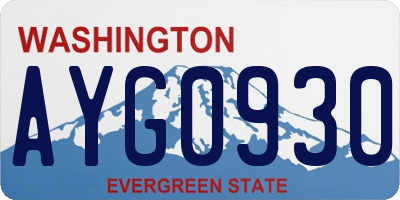 WA license plate AYG0930