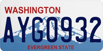 WA license plate AYG0932
