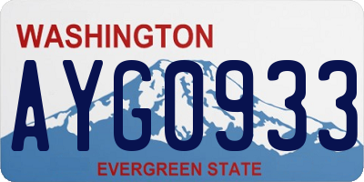 WA license plate AYG0933