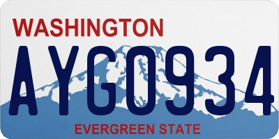 WA license plate AYG0934