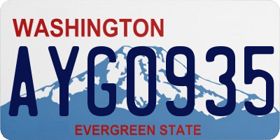WA license plate AYG0935