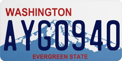 WA license plate AYG0940
