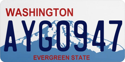 WA license plate AYG0947