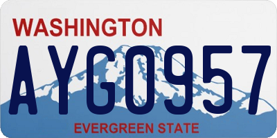 WA license plate AYG0957