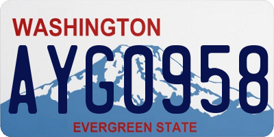 WA license plate AYG0958