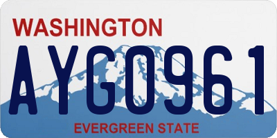 WA license plate AYG0961