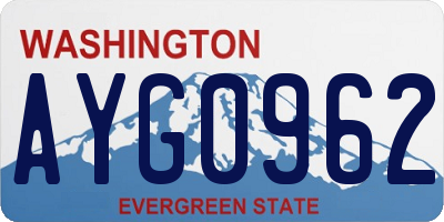 WA license plate AYG0962