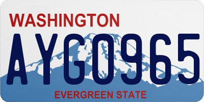 WA license plate AYG0965