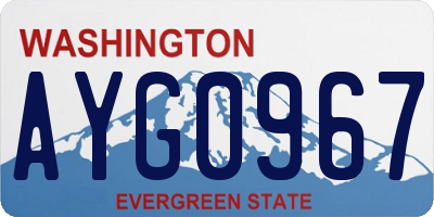 WA license plate AYG0967