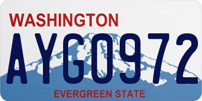 WA license plate AYG0972