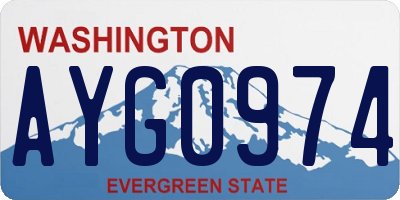 WA license plate AYG0974