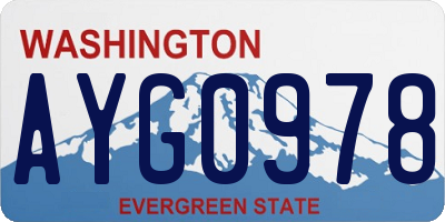 WA license plate AYG0978