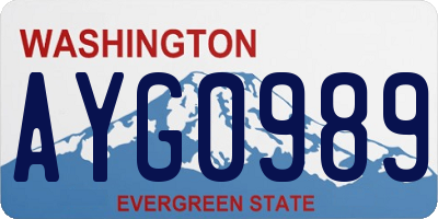 WA license plate AYG0989
