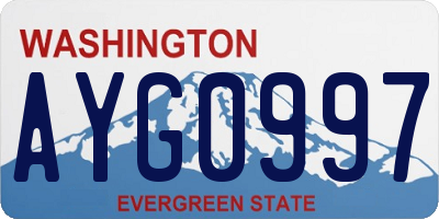 WA license plate AYG0997