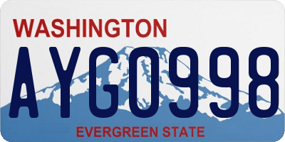 WA license plate AYG0998