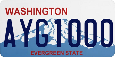 WA license plate AYG1000