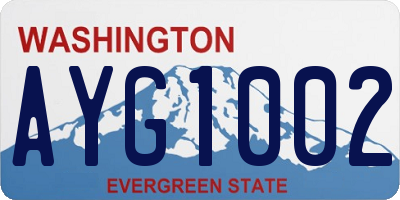 WA license plate AYG1002