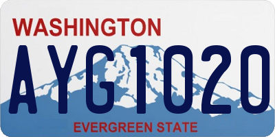 WA license plate AYG1020