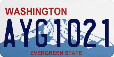 WA license plate AYG1021